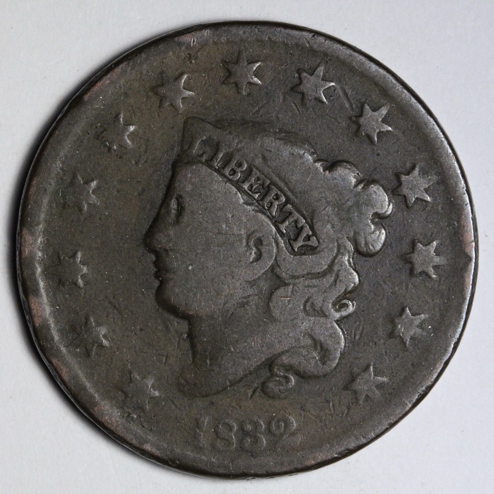 1832 Coronet Head Large Cent FINE E118 SEQ