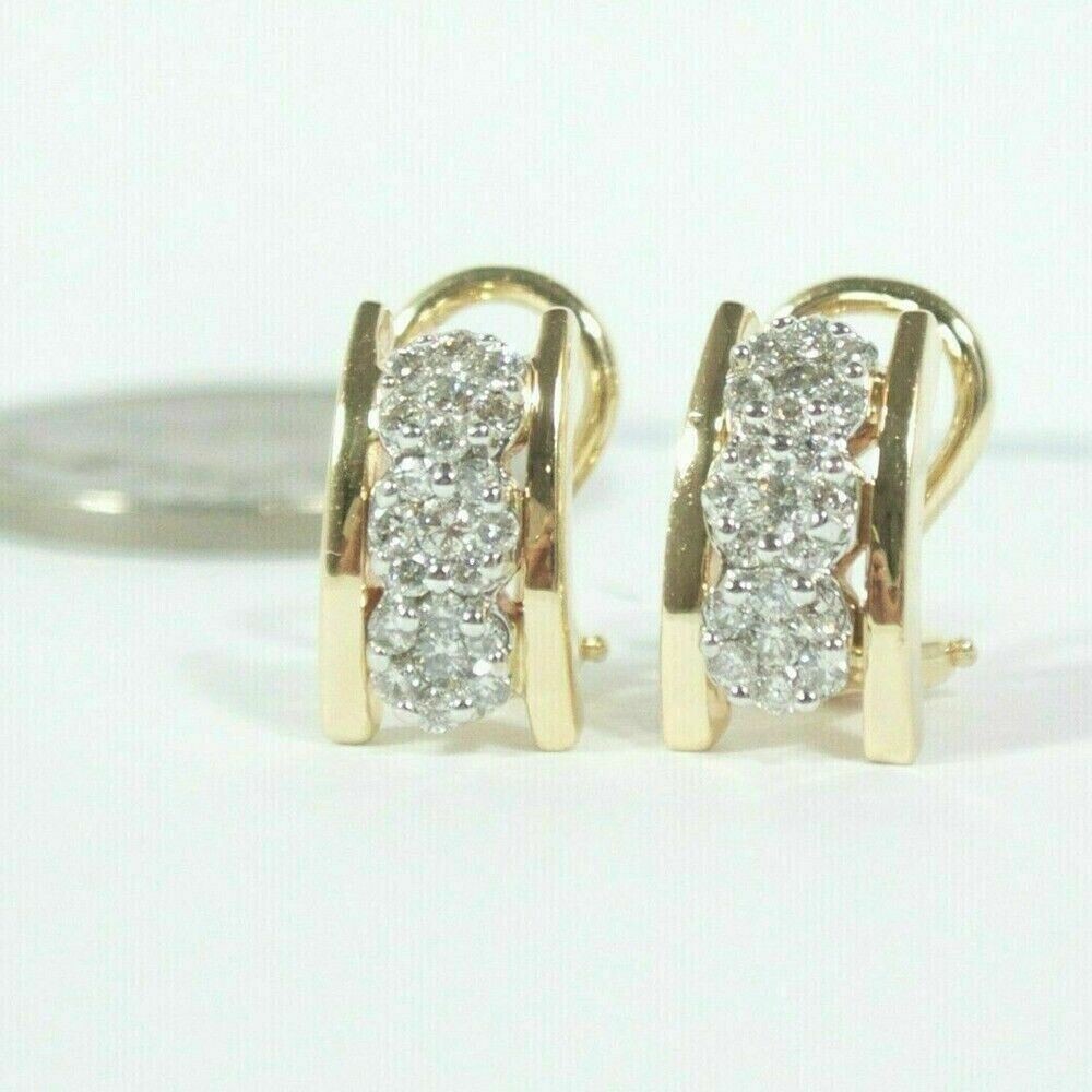 2.00 Ct Round Cut VVS1/D Diamond Huggie Hoop Earrings 14K Yellow Gold Finish