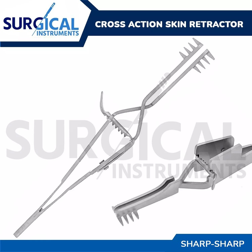 Automatic (Cross Action) Skin Retractor 4" Sharp Stainless Steel German Grade