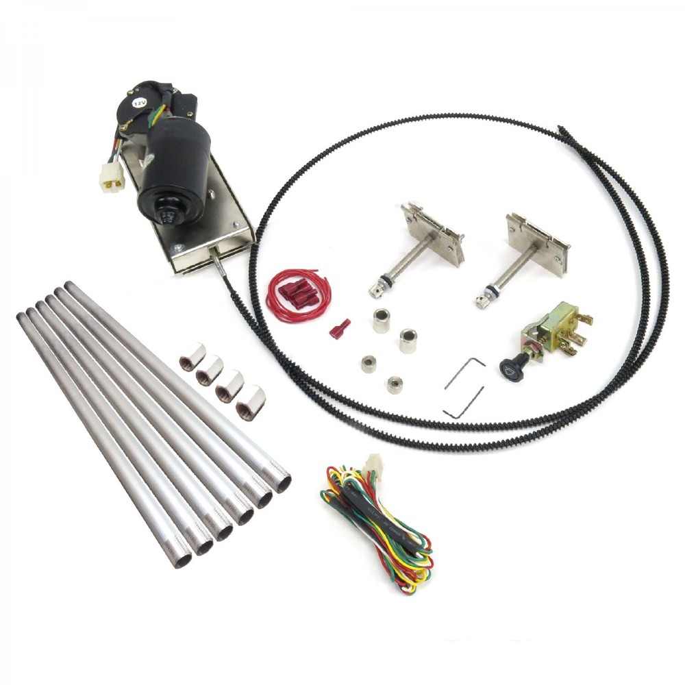 Adjustable 3 Position Power Windshield Dual Wiper Kit w/ Switch & Harness
