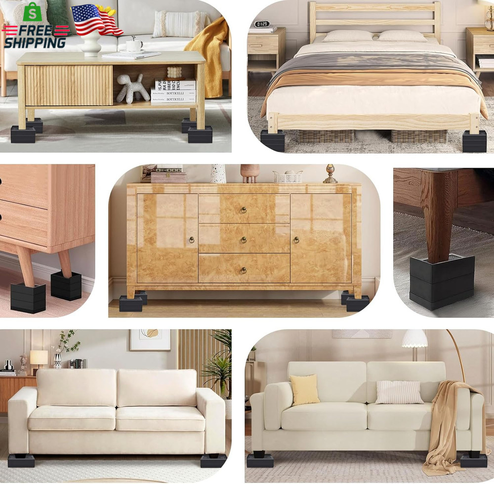 ANNKUT 1.5 Inch Furniture Risers, Rectangle Adjustable Risers Blocks for Bed Sof