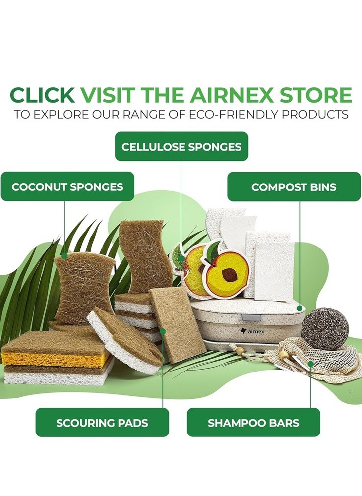 AIRNEX Natural Kitchen Sponge - Biodegradable Compostable 12 pack