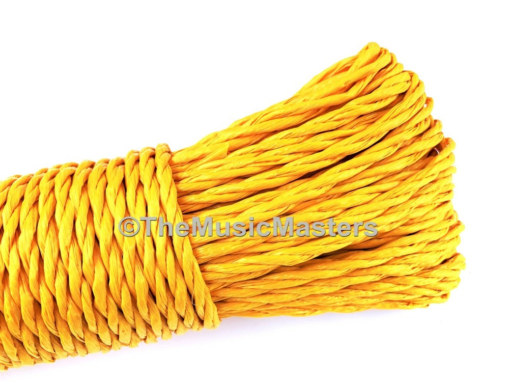 (2) Yellow 100ft Twisted Poly UTILITY ROPE Line Cargo Tie Down Cord Twine String