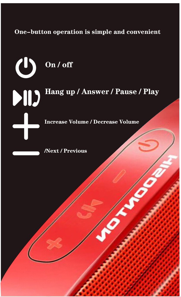 BLUETOOTH WIRELESS PORTABLE WATERPROOF DUAL SPEAKER RED