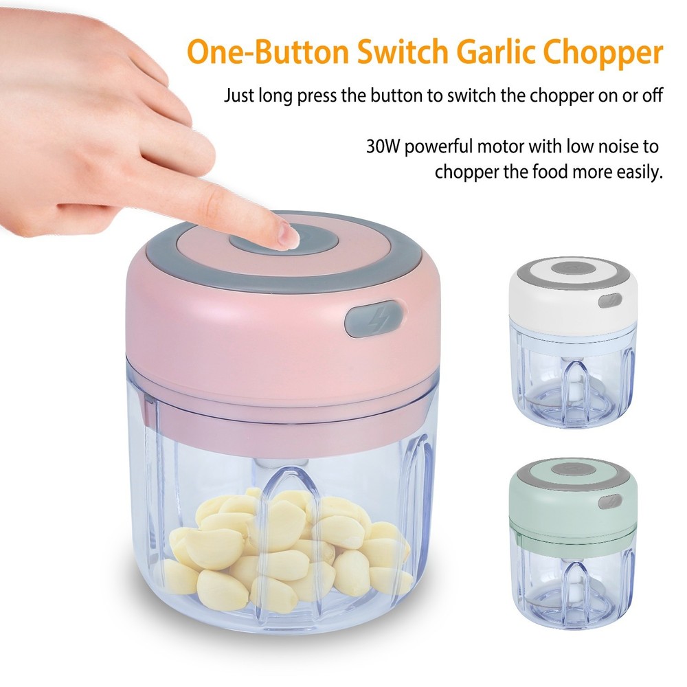 Mini Electric Garlic Chopper USB Rechargeable Food Processor Vegetable Meat
