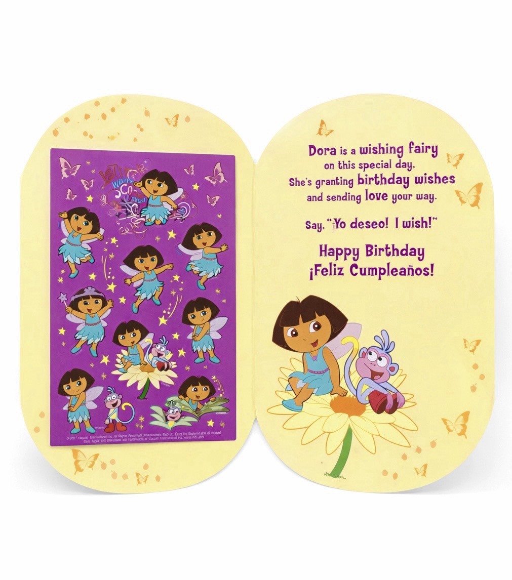 Dora the Explorer 3rd Birthday Card w/ Removable Stickers American Greetings NEW