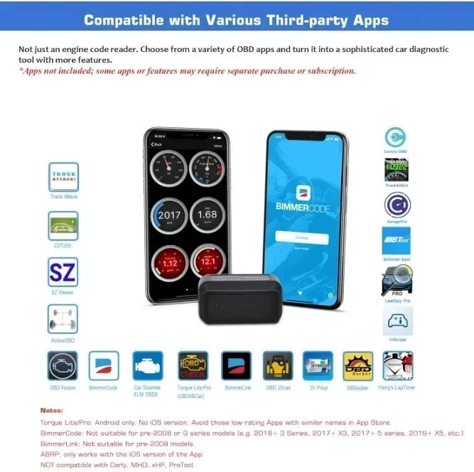 Veepeak OBDCheck BLE+ Bluetooth 4.0 OBD2 Scanner for iOS & Android, Car Code for