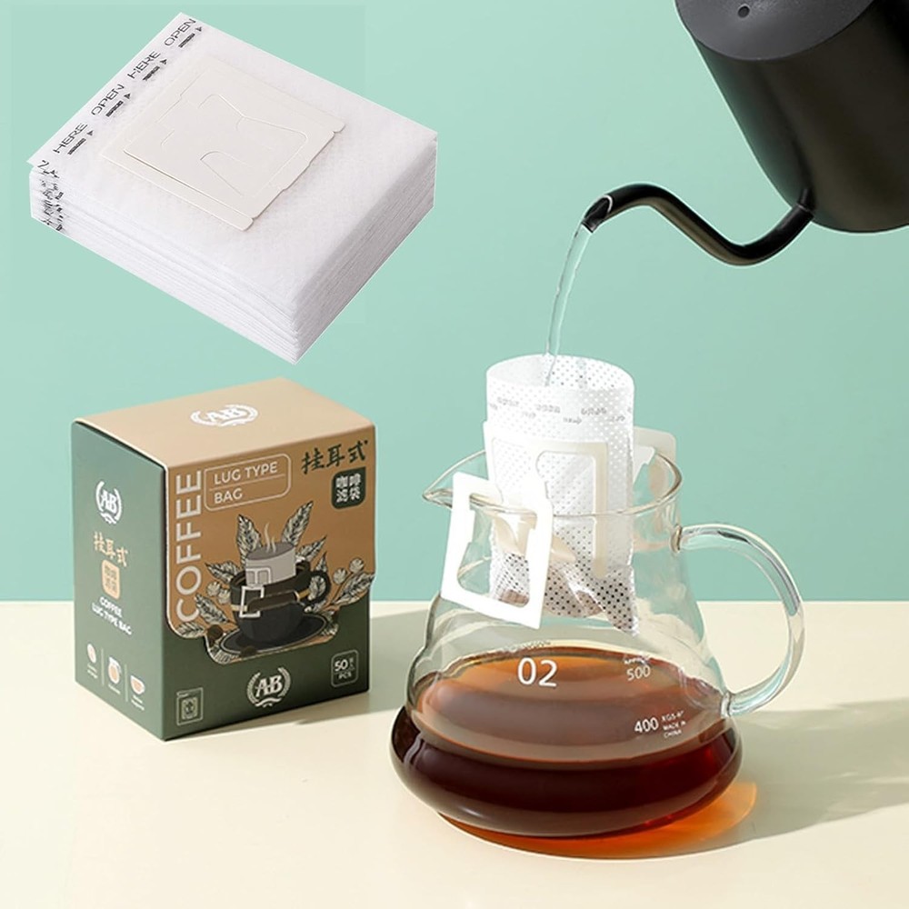 50PCS Portable Coffee Filter Paper Hanging Ear Drip Coffee Single Drinker