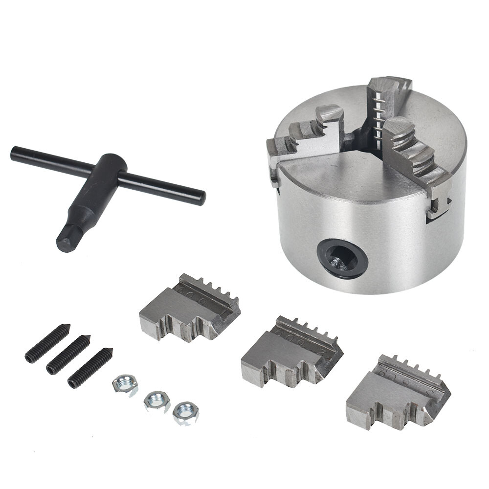 Lathe Chuck K11-80 3 Inch 3-Jaw Self-Centering Design 80mm Steel Grinding Jaw