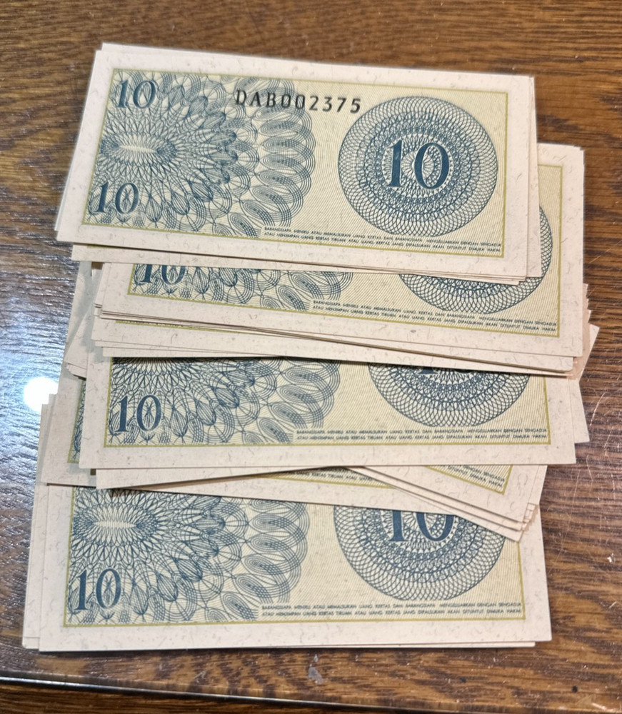 (34) Indonesia 10 Sen Notes Gem CU Many Consecutive CHRC