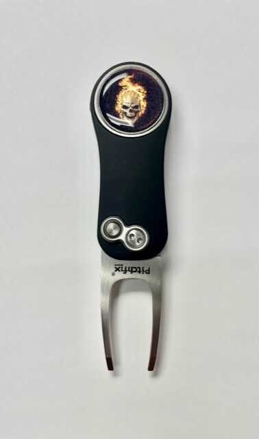 Pitchfix Hybrid 2.0 Black Divot Tool - Skull and Flames