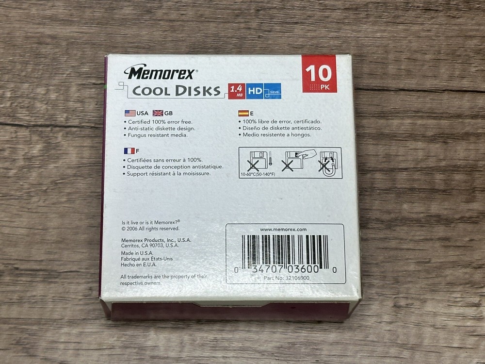 Memorex Cool Disks 5 pack, PC Formatted 3.5 Floppy Diskettes 1.4 MB Partial