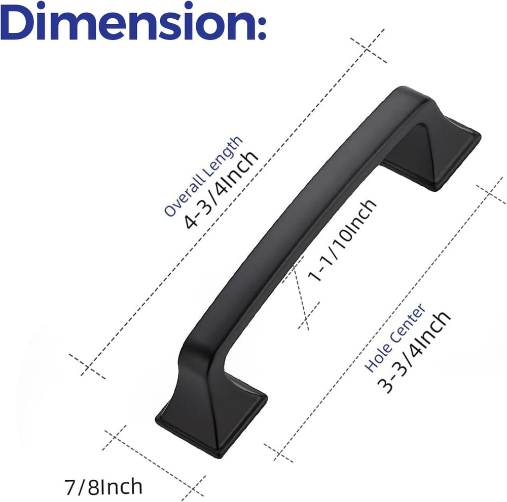 30Pack Solid 3-3/4" Square Foot Cabinet Arch Pull Kitchen Cabinet Handles Matte