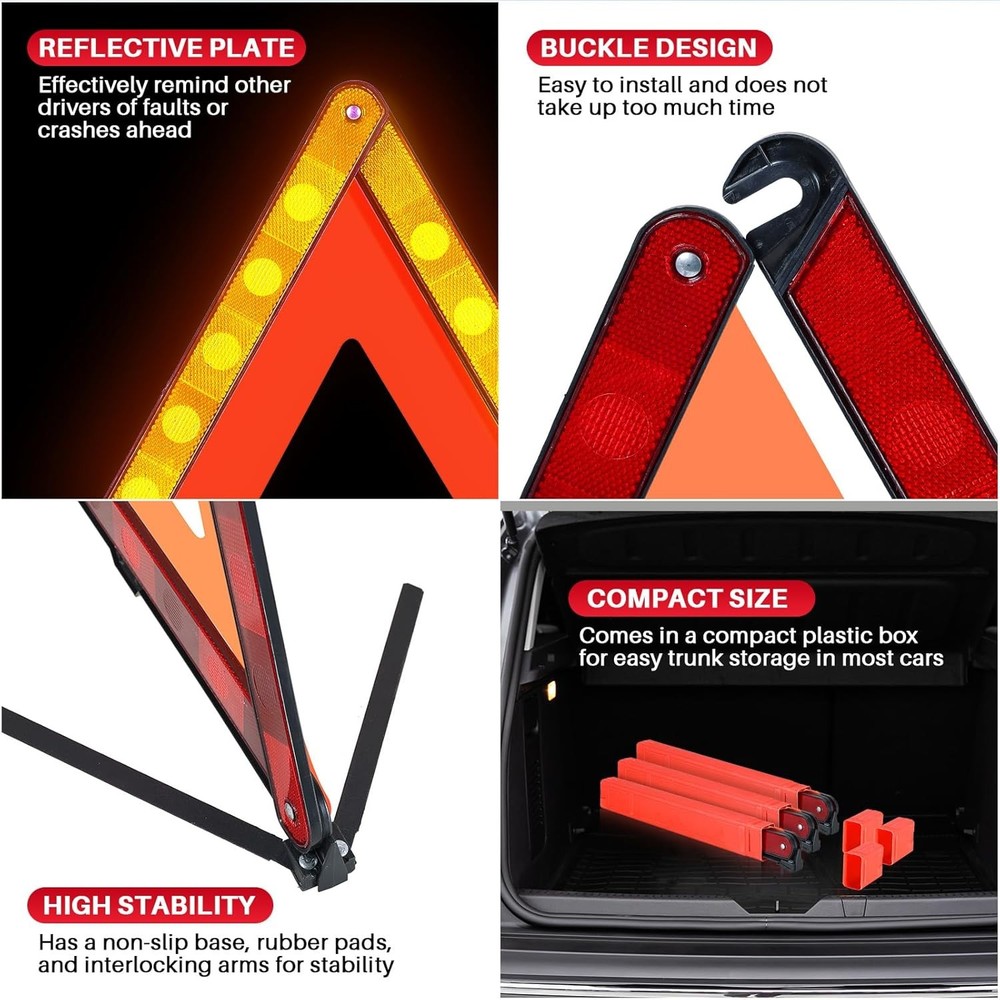 3-Piece Emergency Warning Triangle Set