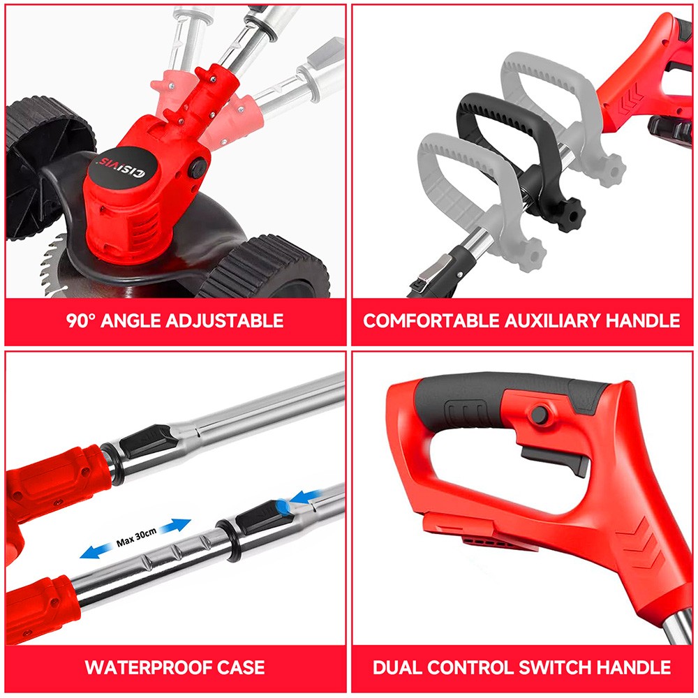 Electric Cordless Grass String Trimmer Lawn Edger Weed Wacker Cutter + 2 Battery