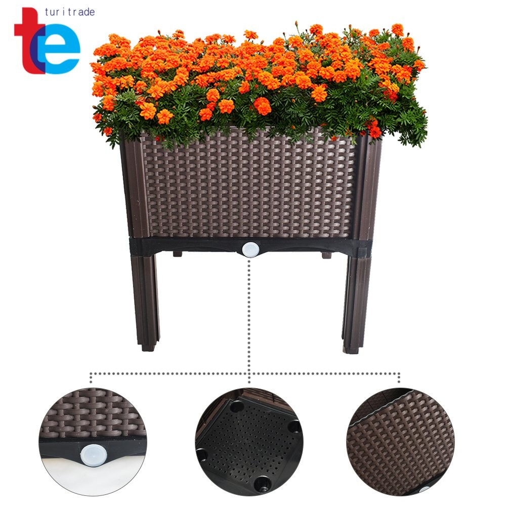 1x Elevated Rectangular Garden Bed Flowers Vegetable Growing Planter Care Box