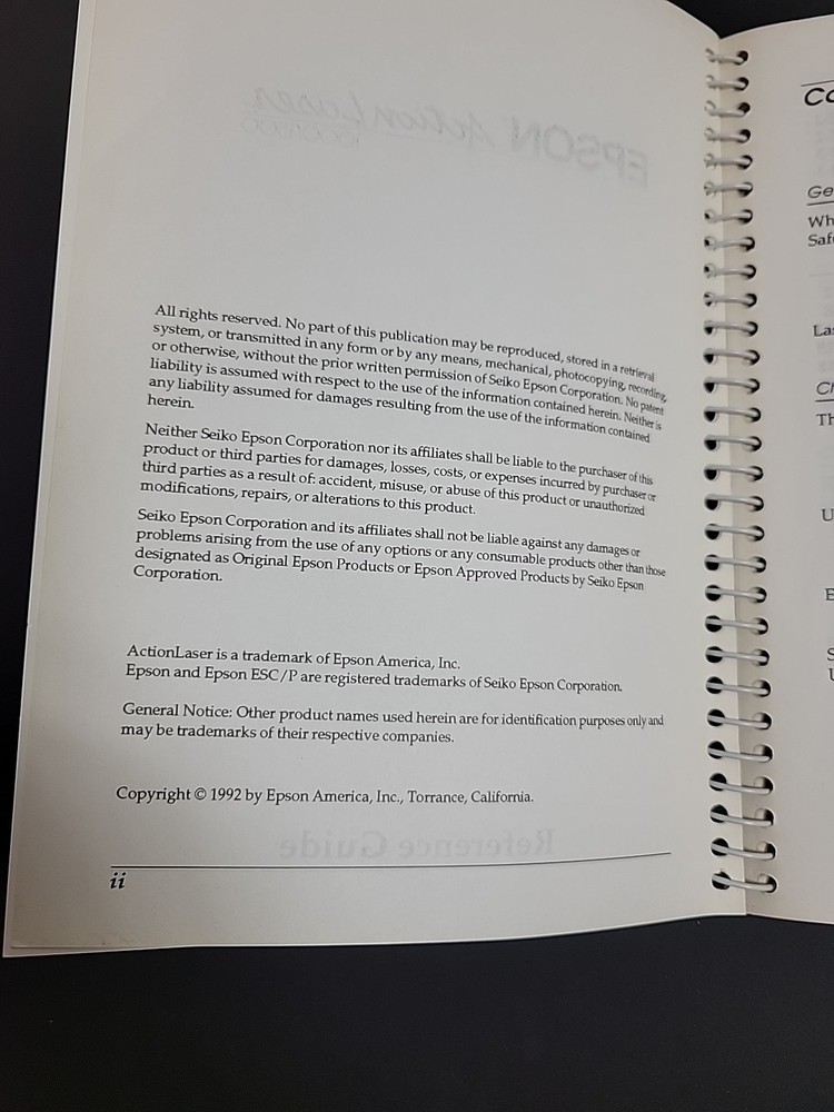 epson action printer 1000/1500 Reference Guide