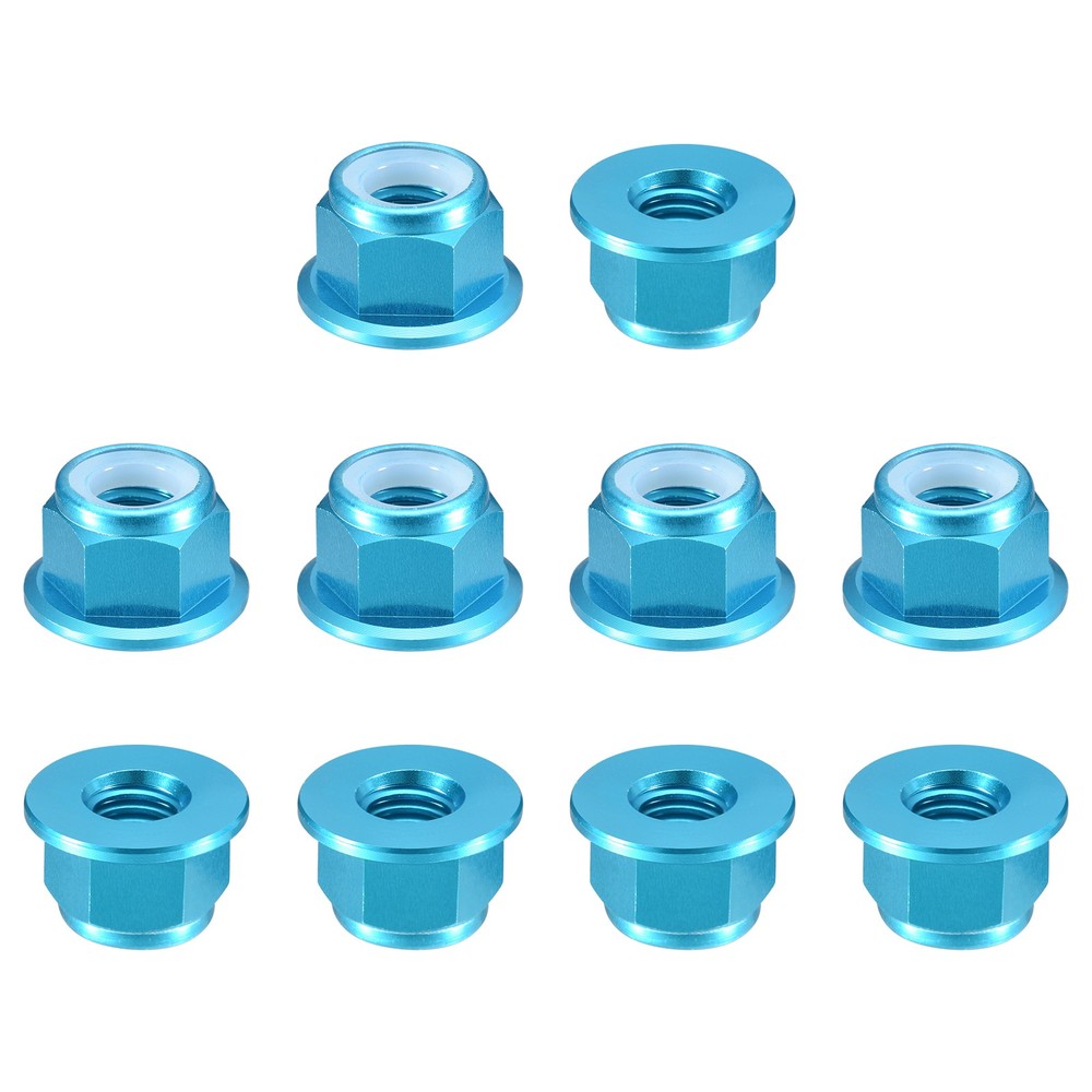 Nylon Insert Hex Lock Nuts, 10pcs - M8x1.25mm Self-Locking Nut(Sky Blue)