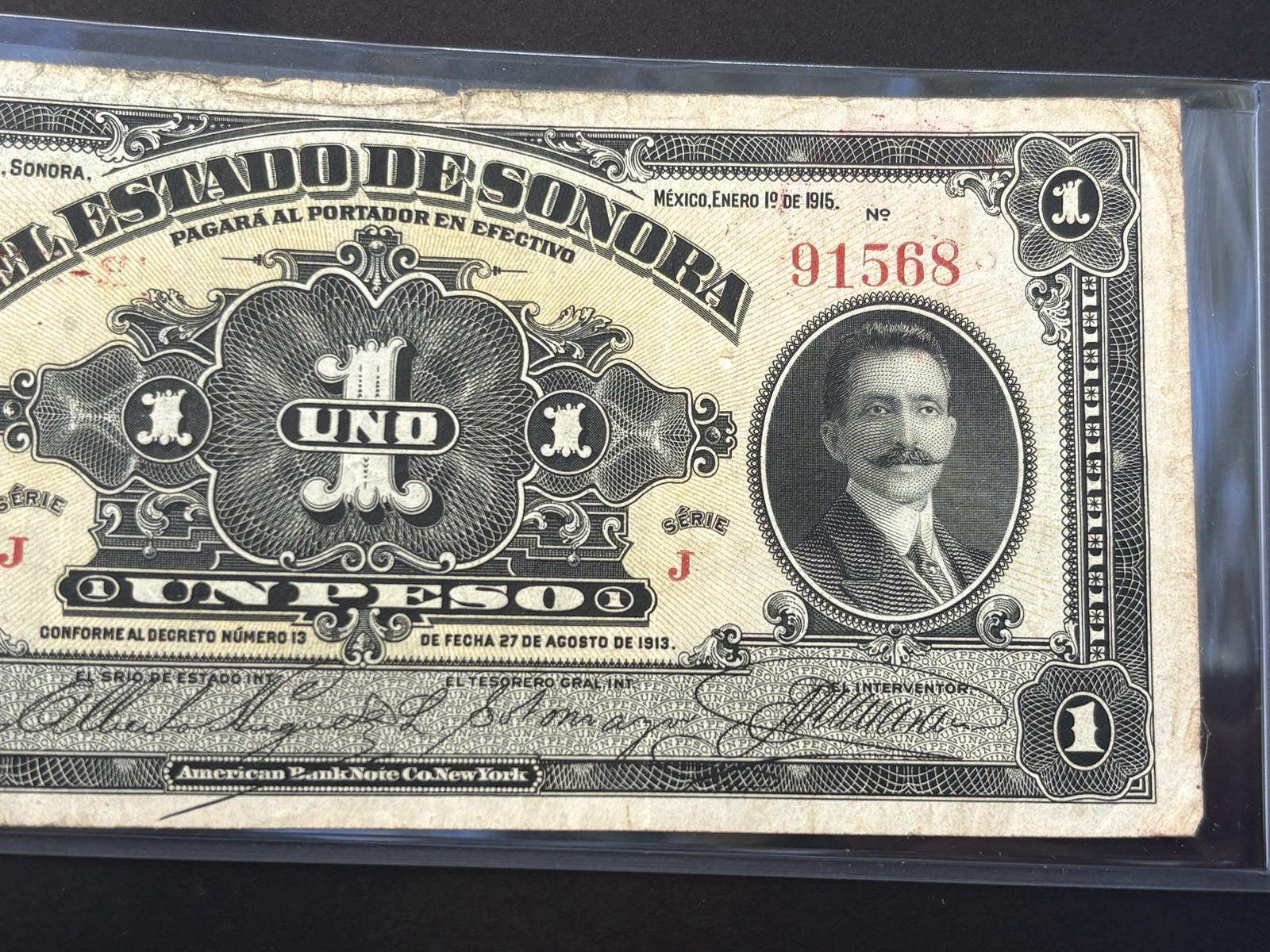 🇲🇽 1915 Mexico Sonora 1 Peso Note — Circulated 🔥 Mexican Revolution