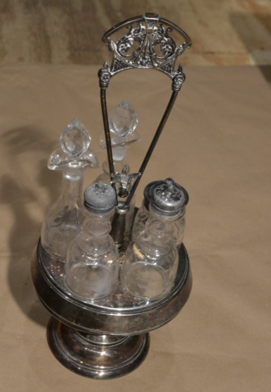 Silver Turning Salad Server - 5 pc & stand -