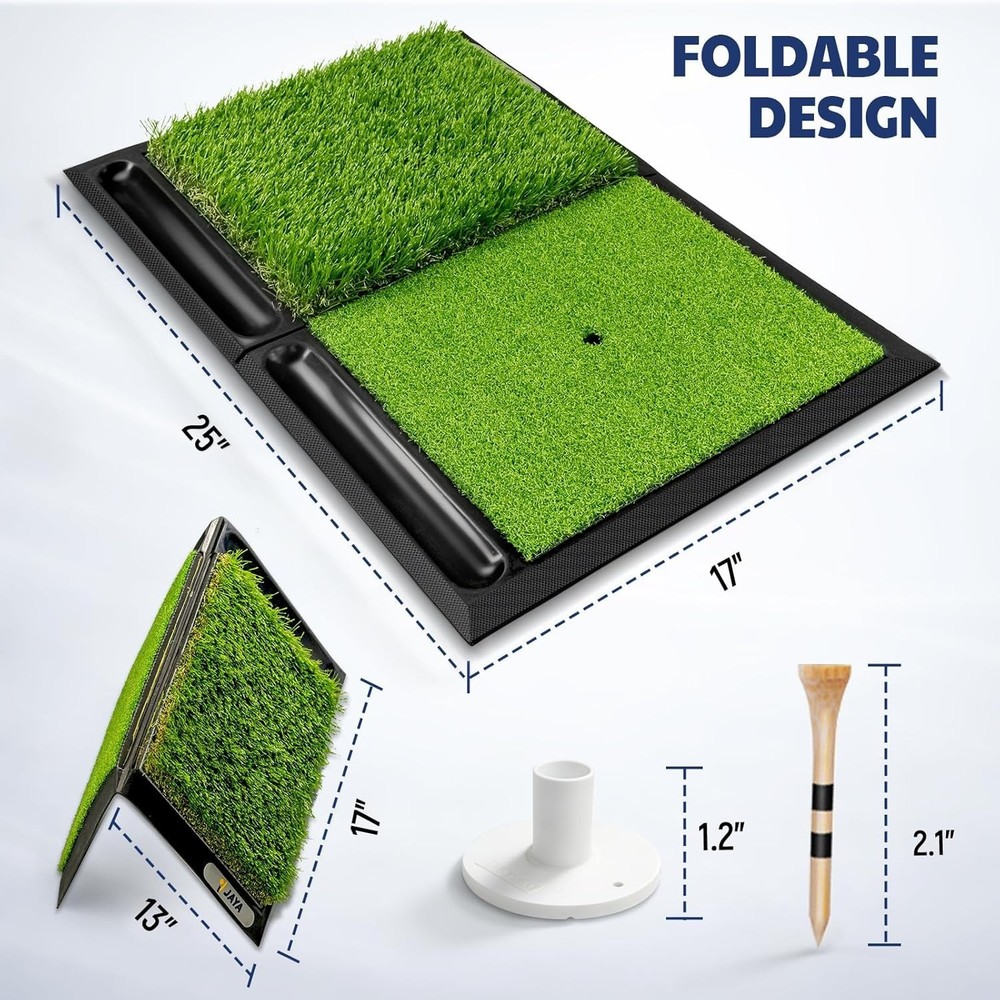 Golf Hitting Mat with Heavy Rubber Base, Foldable Golf Practice Mat for Indoo...