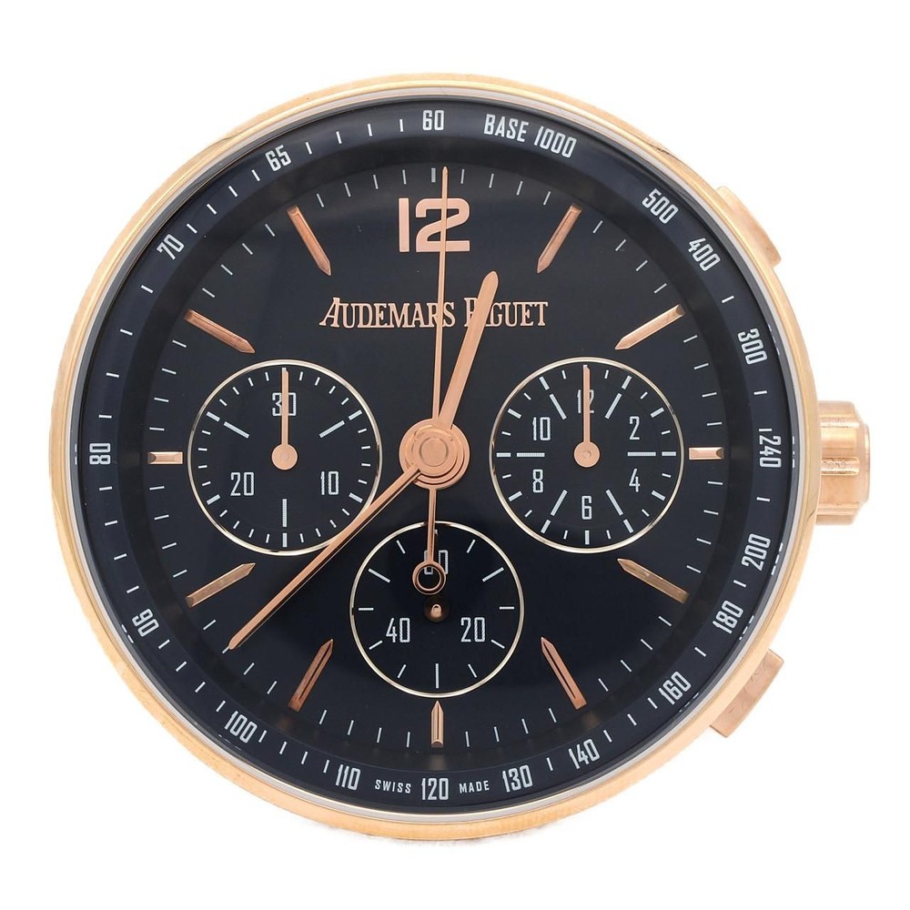 Audemars Piguet CODE 11.59 Table Desk Clock Gold Plated Blue Dial Quartz Box