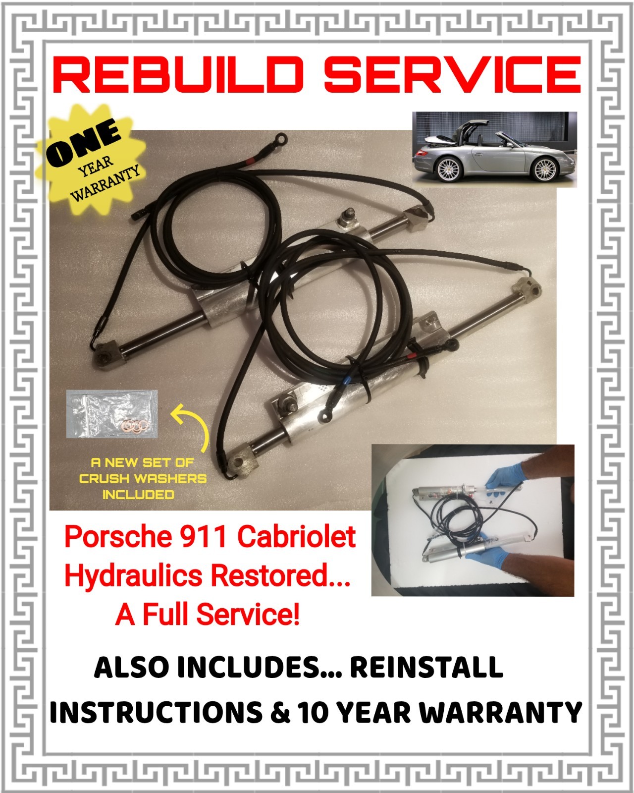 Porsche 911 Convertible Top Hydraulics RESTORATION SERVICES  996 997 ( 1 Day )