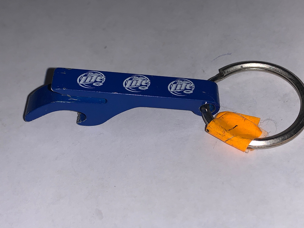 BLUE MILLER LITE BOTTLE OPENER KEYCHAIN