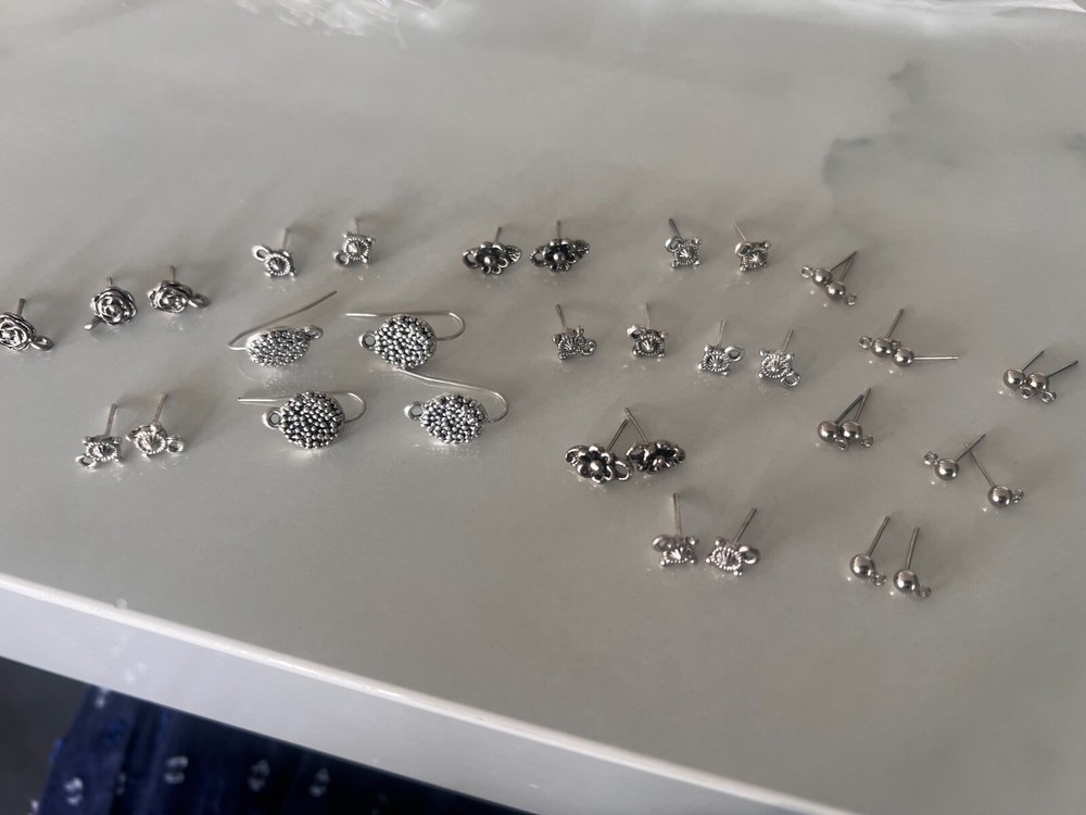 Silver earring findings lot