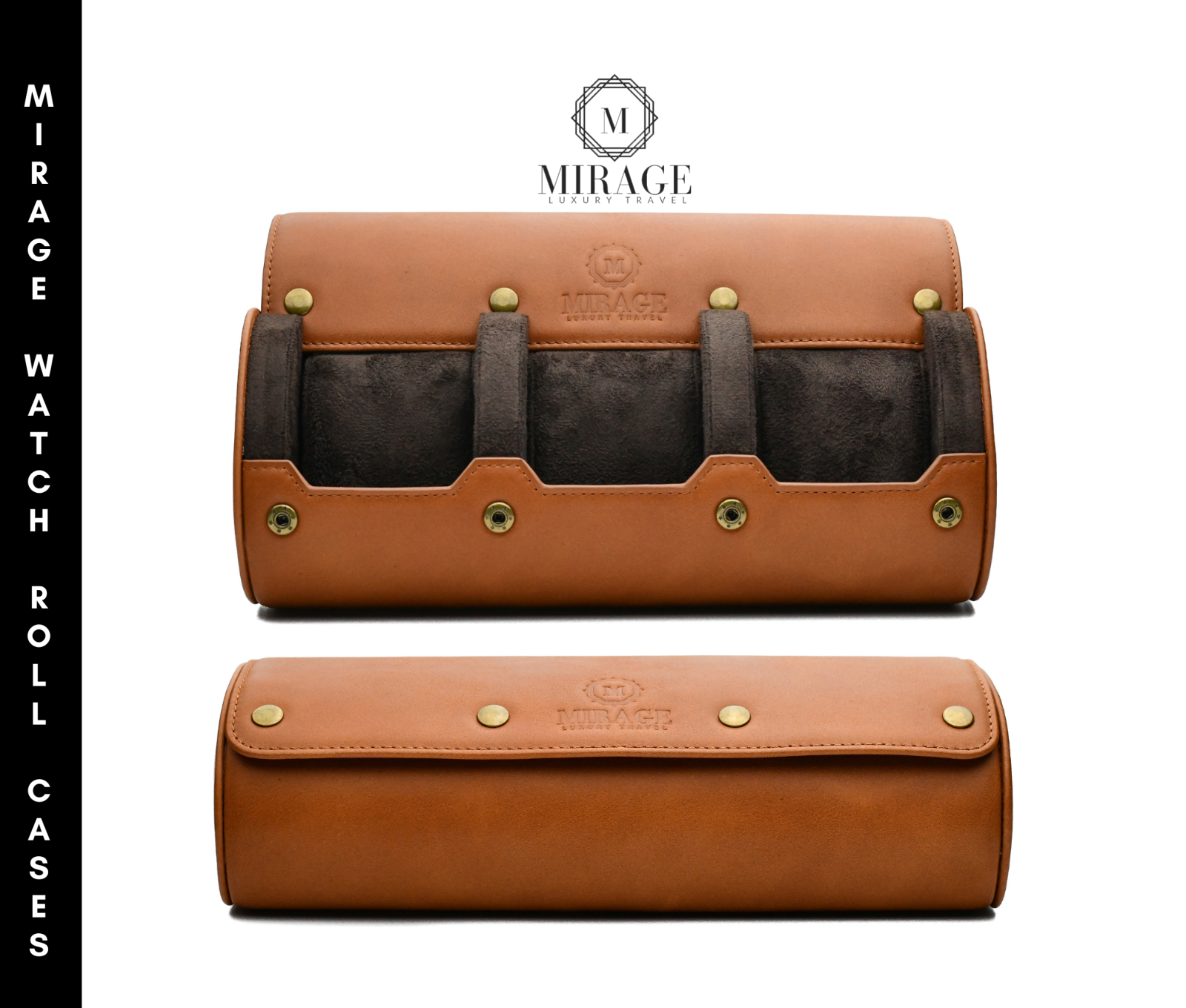 Leather Watch Travel Case for Men - Watch Rolls Full Grain Genuine Leather