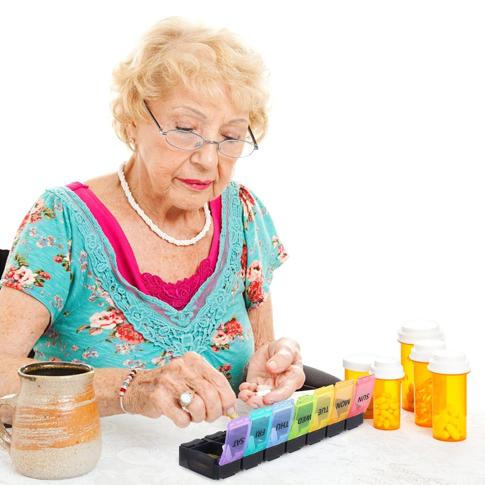Fullicon Weekly Pill Box Organizer, 7 Day Tablet Boxes for Multicolor