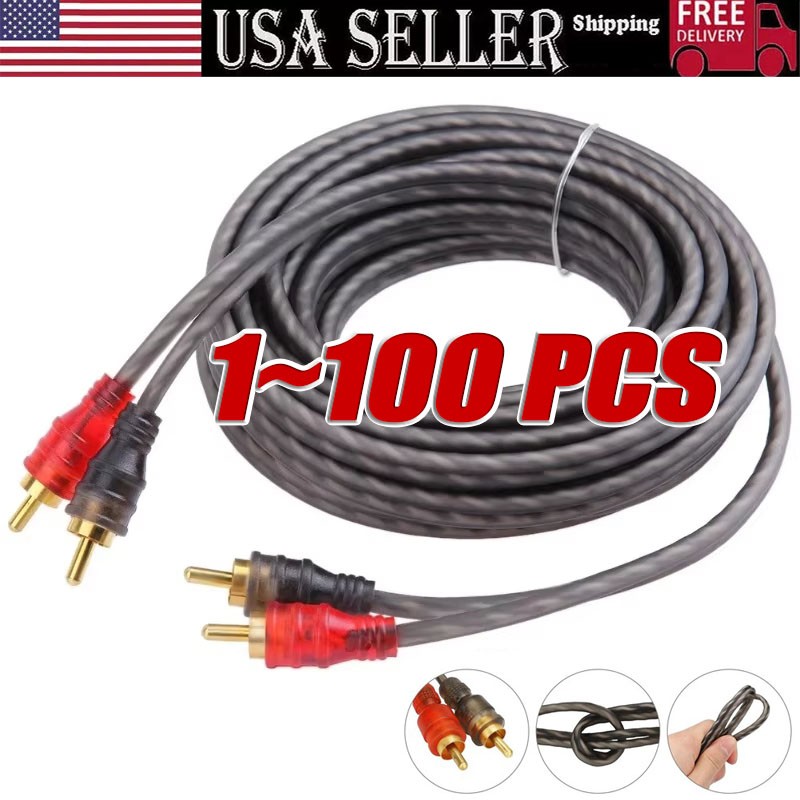 RCA Audio Cable Twisted Pair with Noise Reduction Interconnect Amp Wire Lot