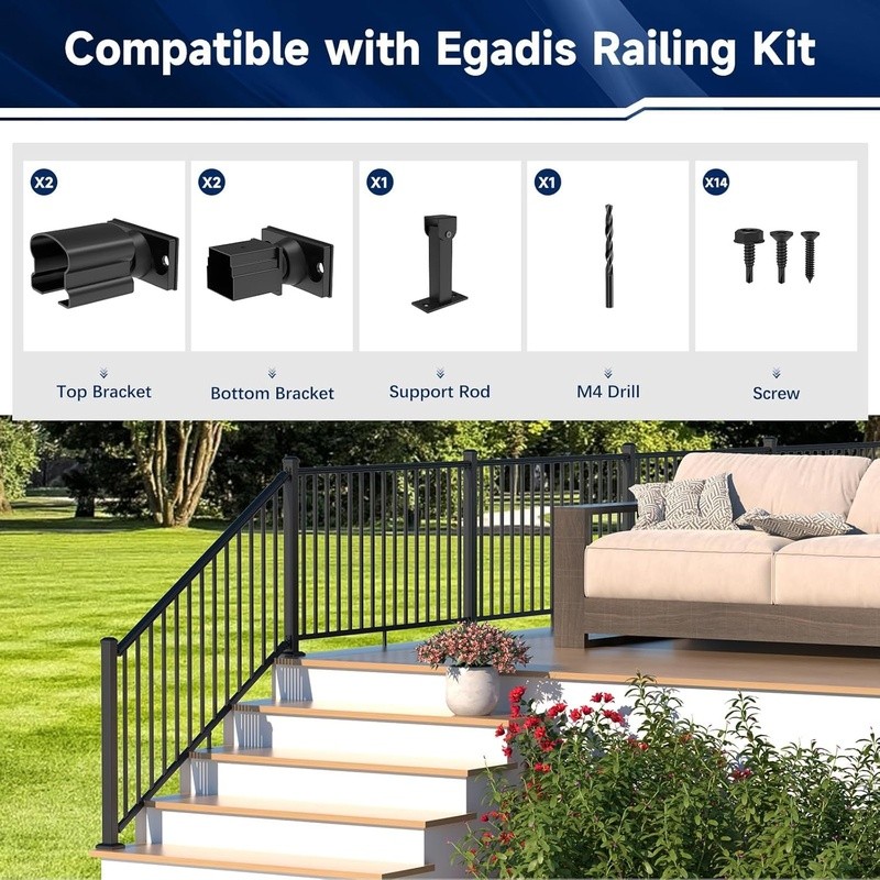 4 Pack Adjustable Aluminum Railing Bracket Connector W/ Installation Drill Kit