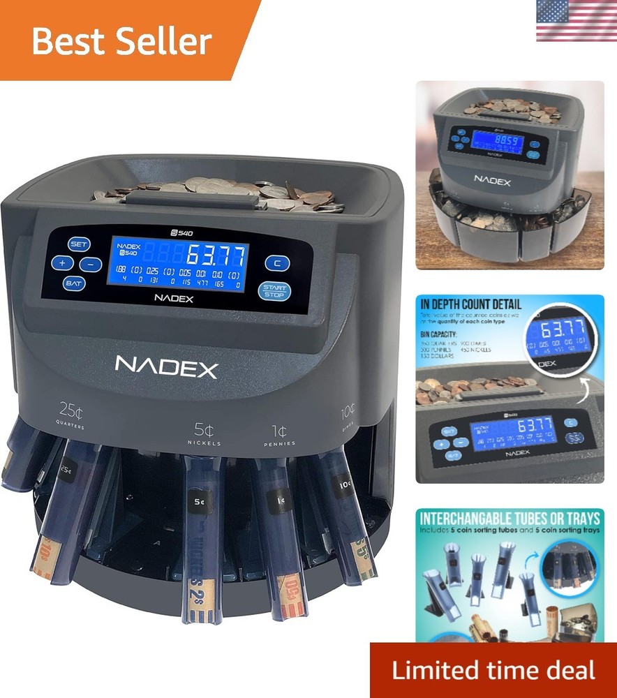 S540 Pro Coin Sorting Machine - Coin Counter & Automatic Wrapper with 48 Tubes