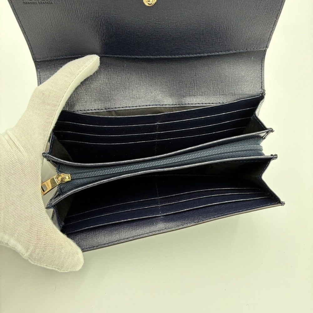 FURLA Long Wallet Flap Wallet Navy