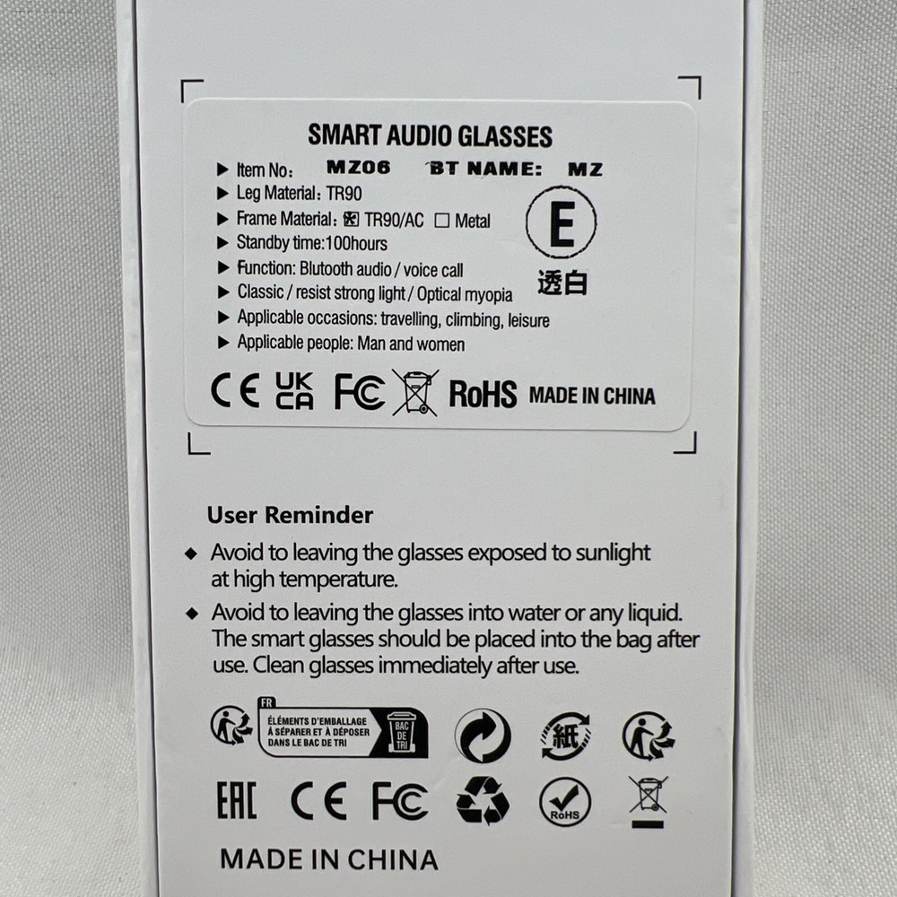 Yance Bluetooth Enabled Smart Glasses - Blue Light Blocking w/Audio Clear White