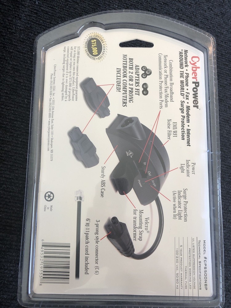 CyberPower CPS500NBP Notebook Surge Protector *New
