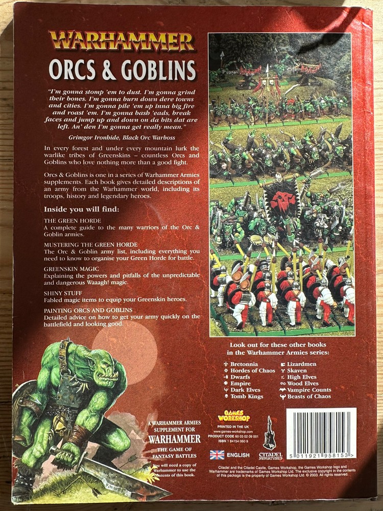 Warhammer Orcs & Goblins Armies Supplement Games Workshop 2003