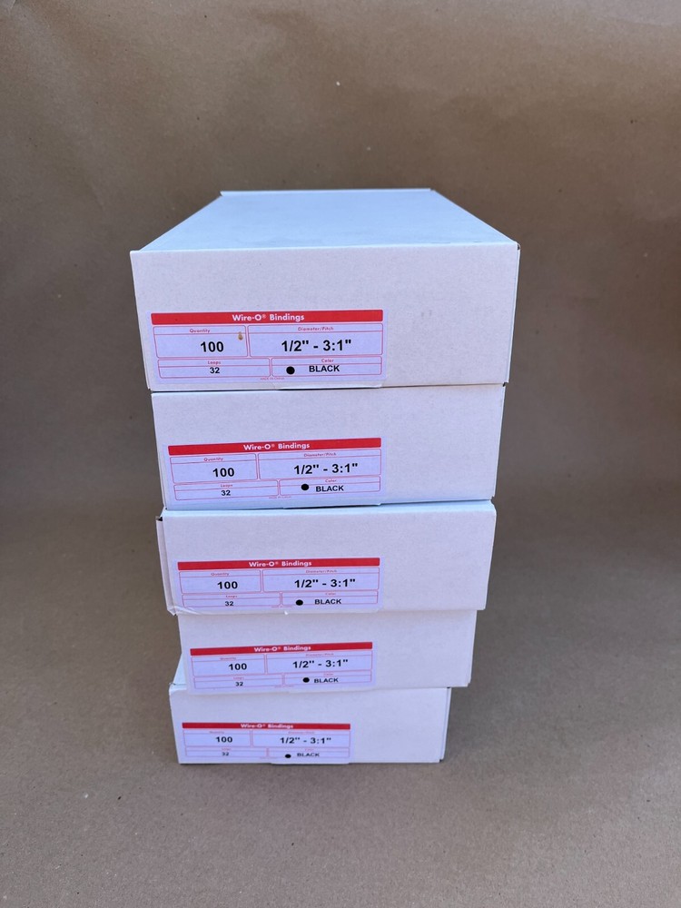 Wire O' Bindings, 32 loop Black 27012, full Box 100 pcs size 1/2" - 3:1"