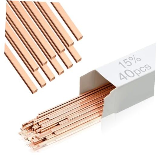 40 Sticks Brazing Rods AWS BCup-5 15% Silver Solder Phos BCup-5, 15% Silver