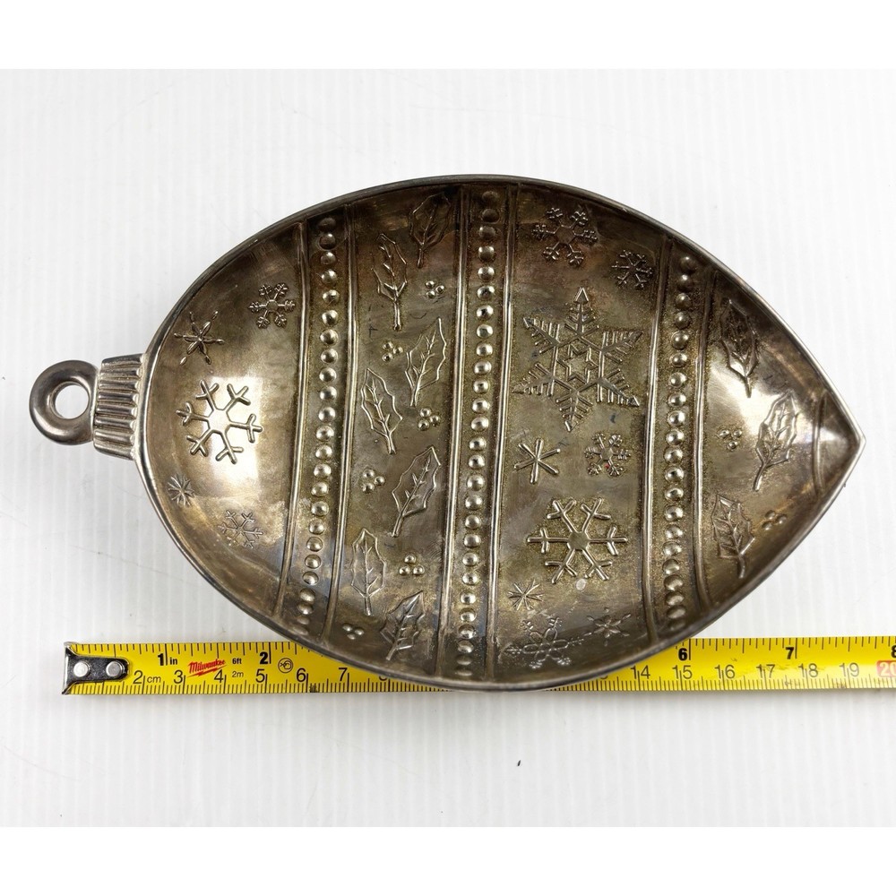 Christmas Tray Ornament Shape International Silver Company Trinket Embossed Vtg