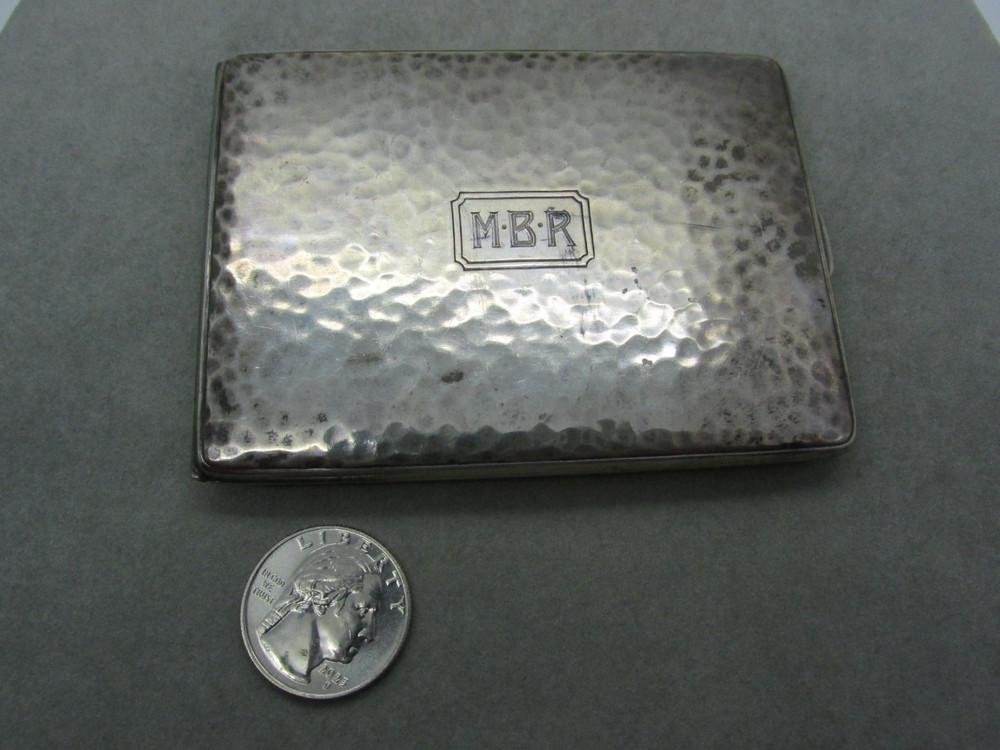 Vintage Tooled Sterling Silver Cigarette Case Monogram MBR 88 grams