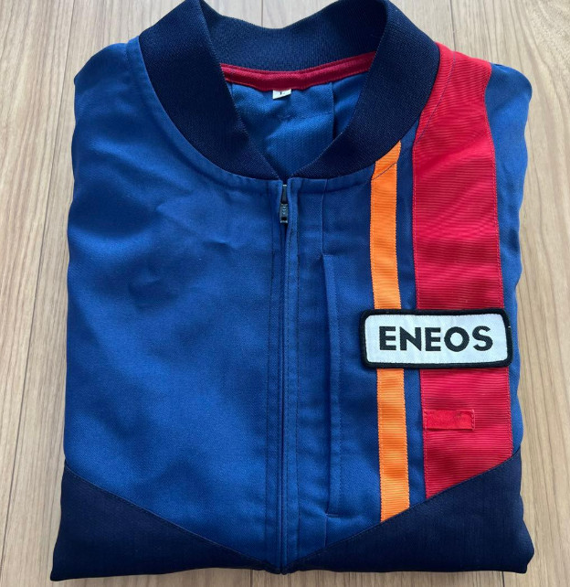 Retro Showa JDM ENEOS Oil Gas Station Staff Uniform Jacket Blue From Japan