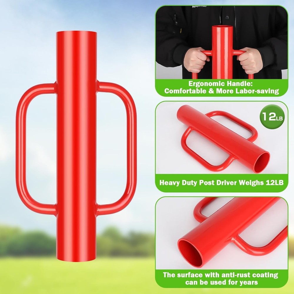 Durable Steel Fence Post Driver with Loop Handles for Easy Ground Installation