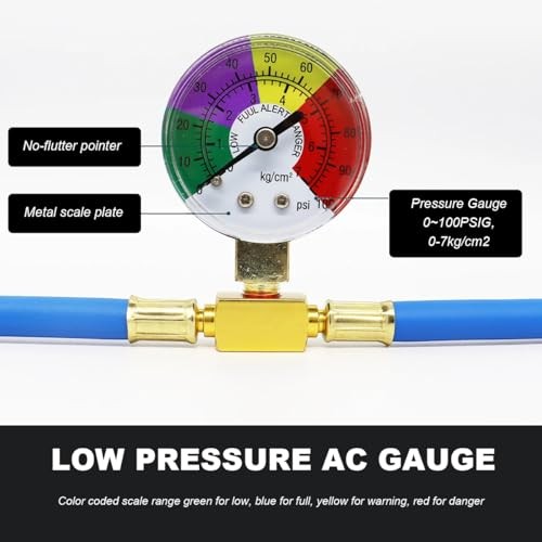 R134A AC Refrigerant Charge Hose Kit, 1/2" Can Opener Recharge Hoses with
