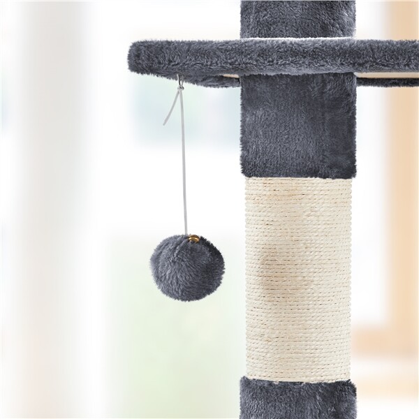 7.4-8.7FT Cat Tree Tower Height Adjustable w/ Condo & Perches & Scratching Posts
