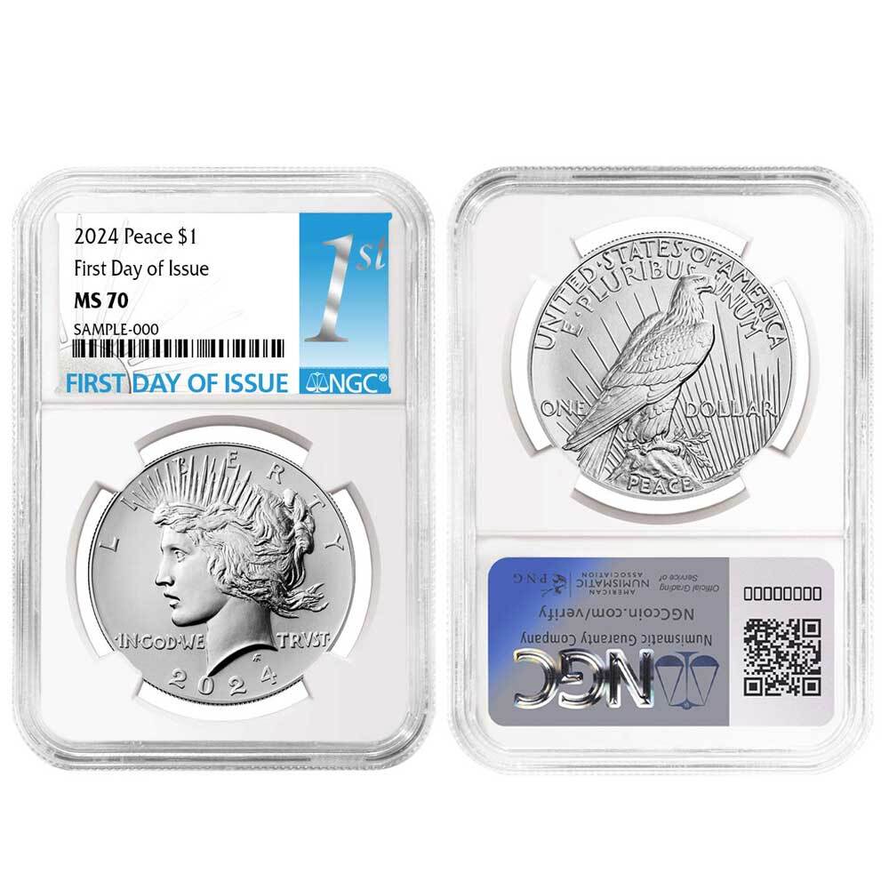 2024 $1 Morgan and Peace Silver Dollar 2pc Set NGC MS70 FDI First Label