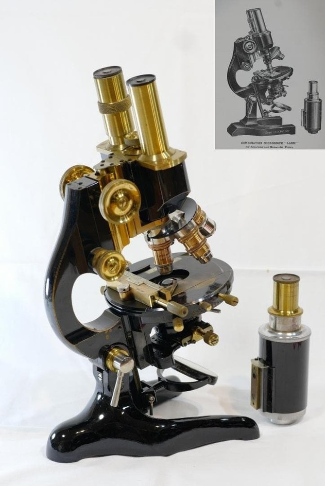 1923 Ernst Leitz AABM Research Microscope Binocular Monocular Apochromat Antique