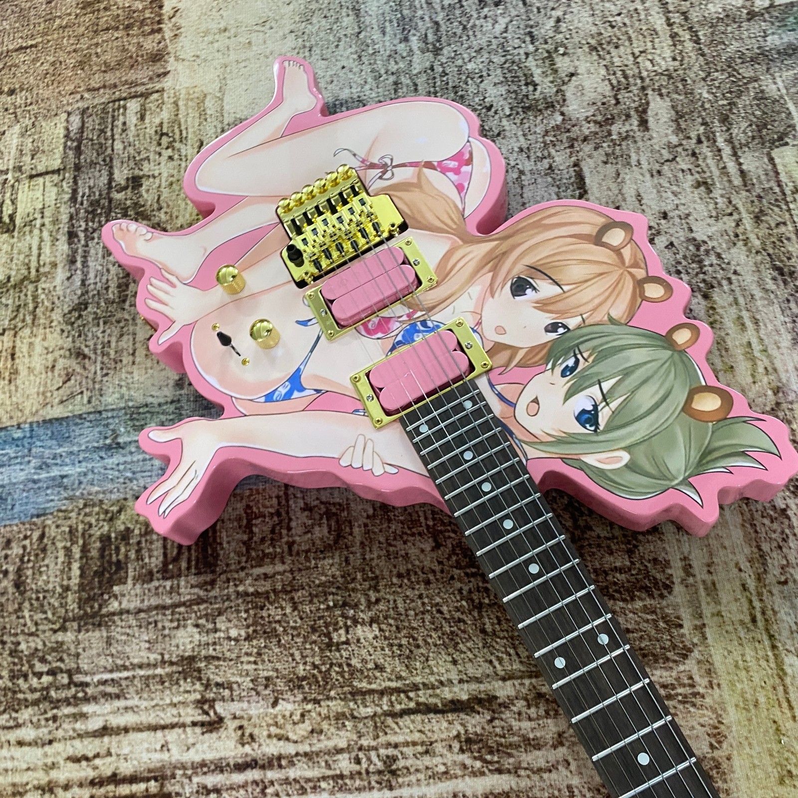 Anime&Manga beautiful girl shaped Electric Guitar Tremolo HH Pickups 24Frets