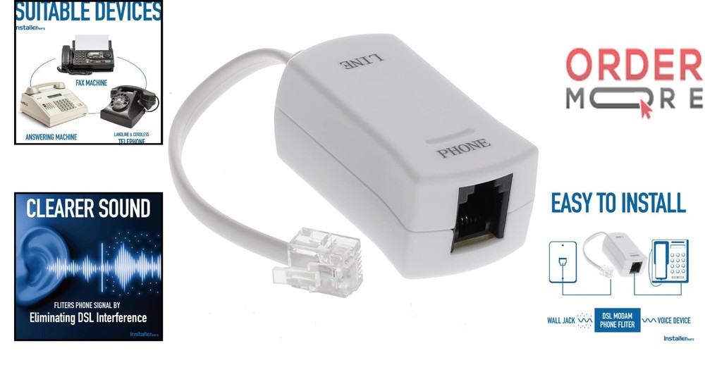 DSL Modem Phone Filter for Interference Elimination Static Noise Blocker